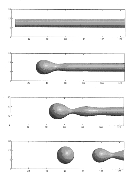 end pinching of a cylindrical fluid fiber